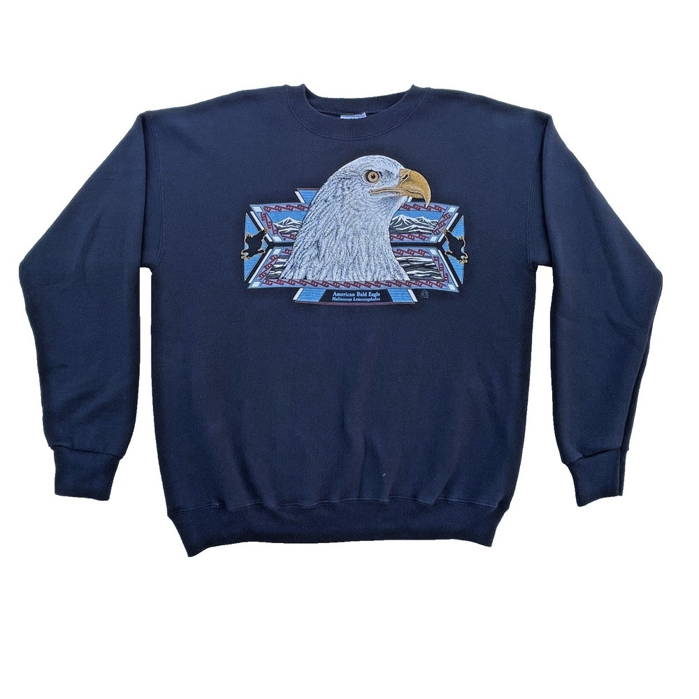 Vtg Sturdy Sweats Lee‎ XL Sweatshirt Sweater Bald Eagle Southwestern Aztec USA